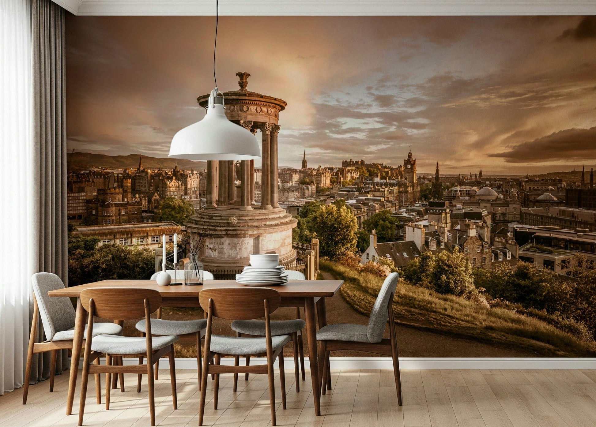 Elevated Calton Hill wallpaper outlook ancient urban beauty