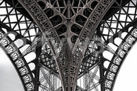 Contemporary lounge with Eiffel Tower wallpaper mural, gray tones, modern wall decor