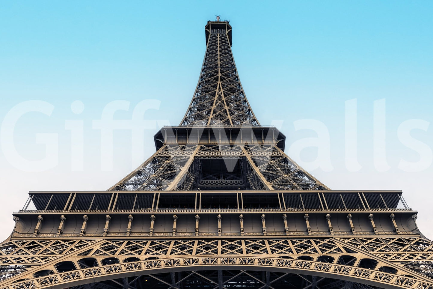 Eiffel's Azure Ascent Wall Mural