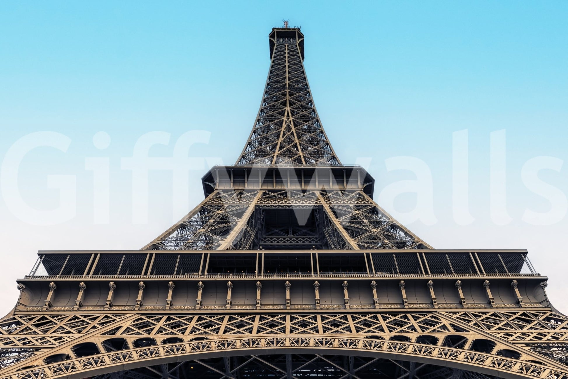 Eiffel's Azure Ascent Wall Mural