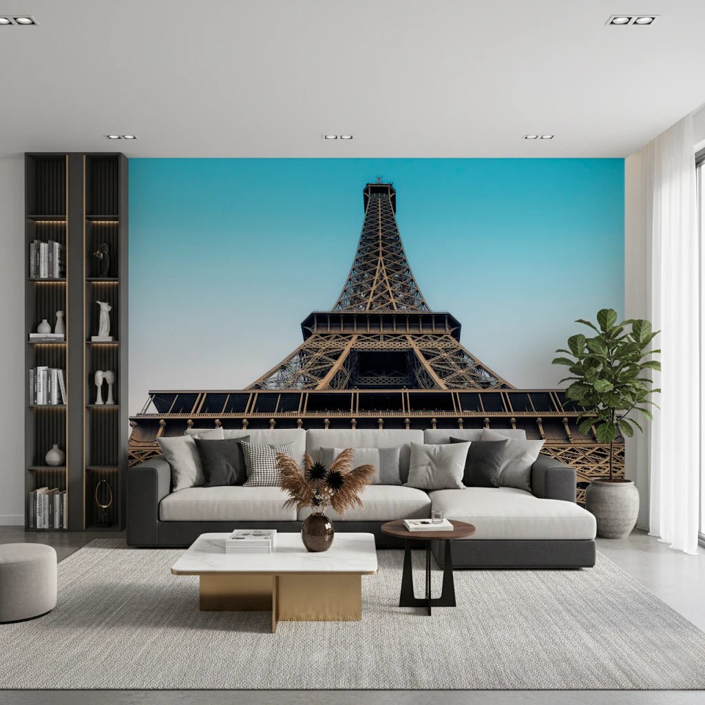 Eiffel's Azure Ascent Wall Mural