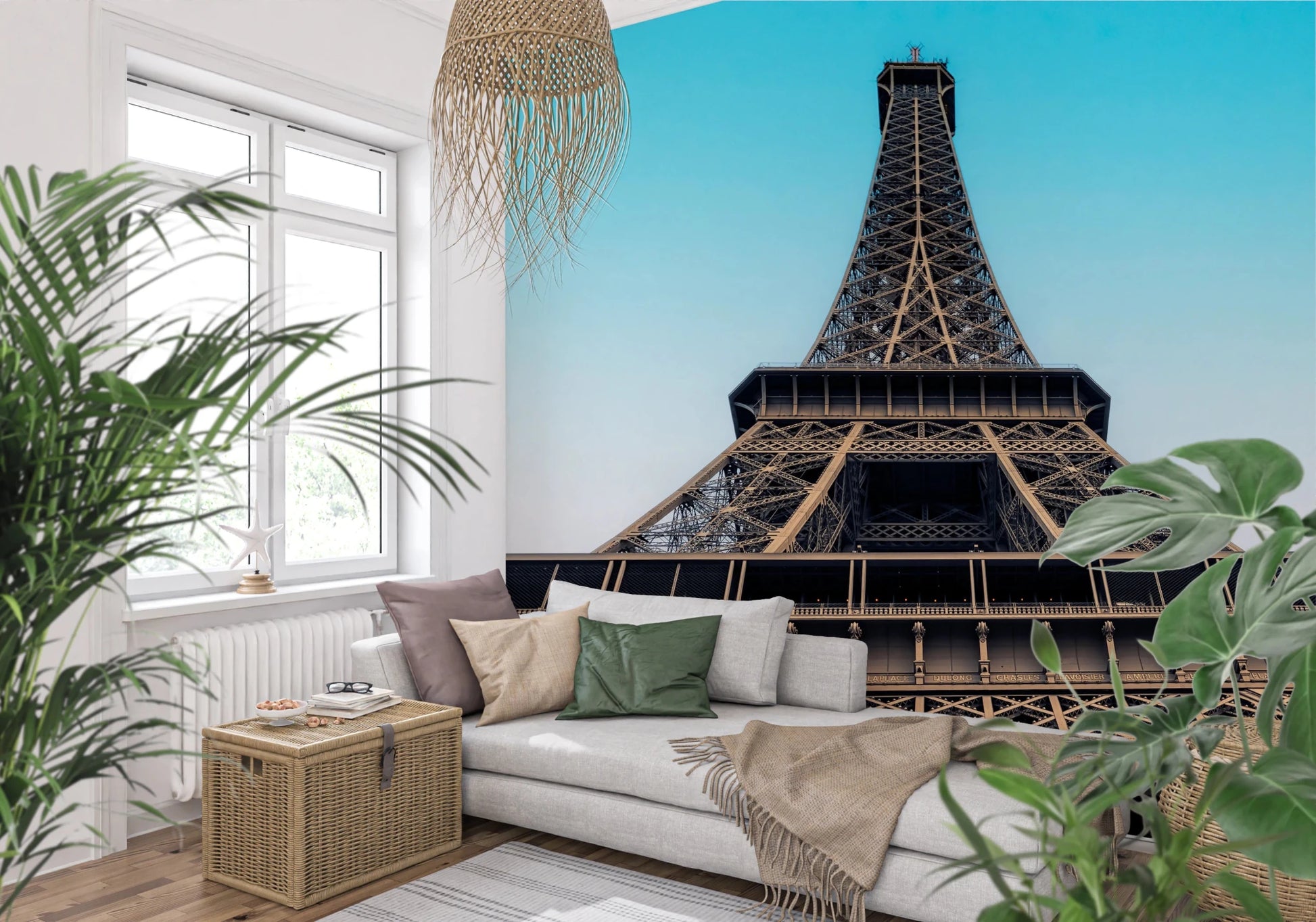 Eiffel's Azure Ascent Wall Mural