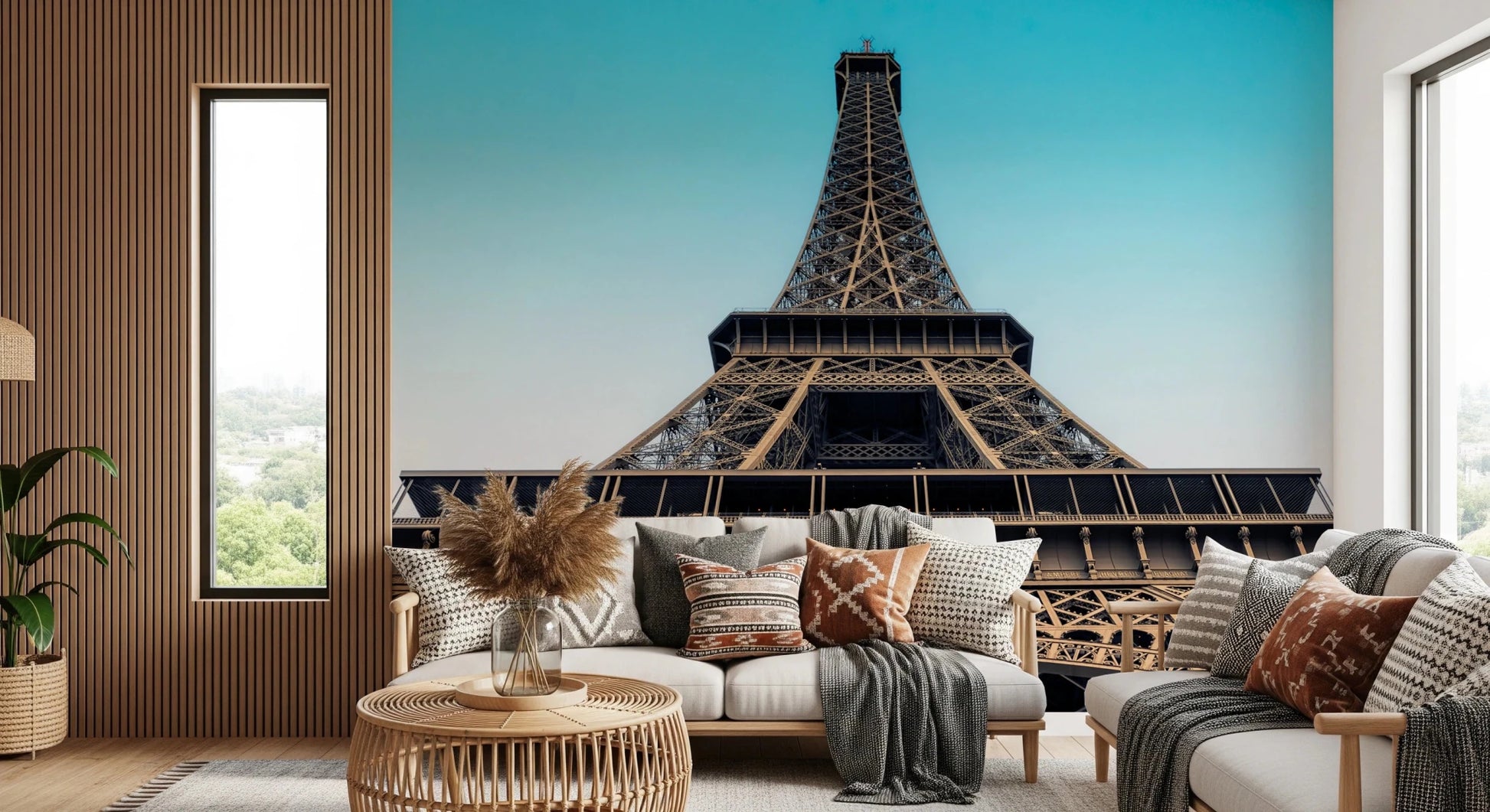 Eiffel's Azure Ascent Wall Mural