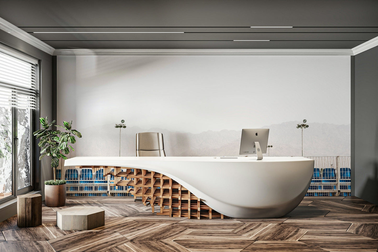 A beautiful panoramic view wall mural for a living room.

