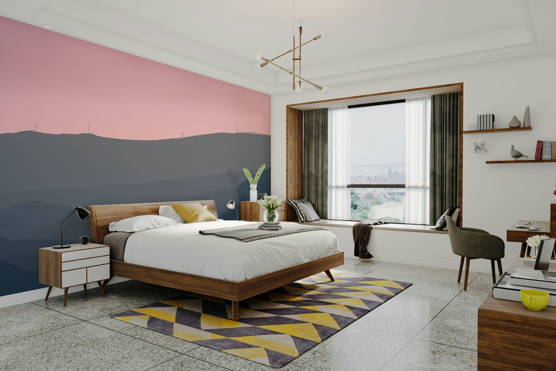 A detail shot of the subtle colors in the desert wallpaper.

