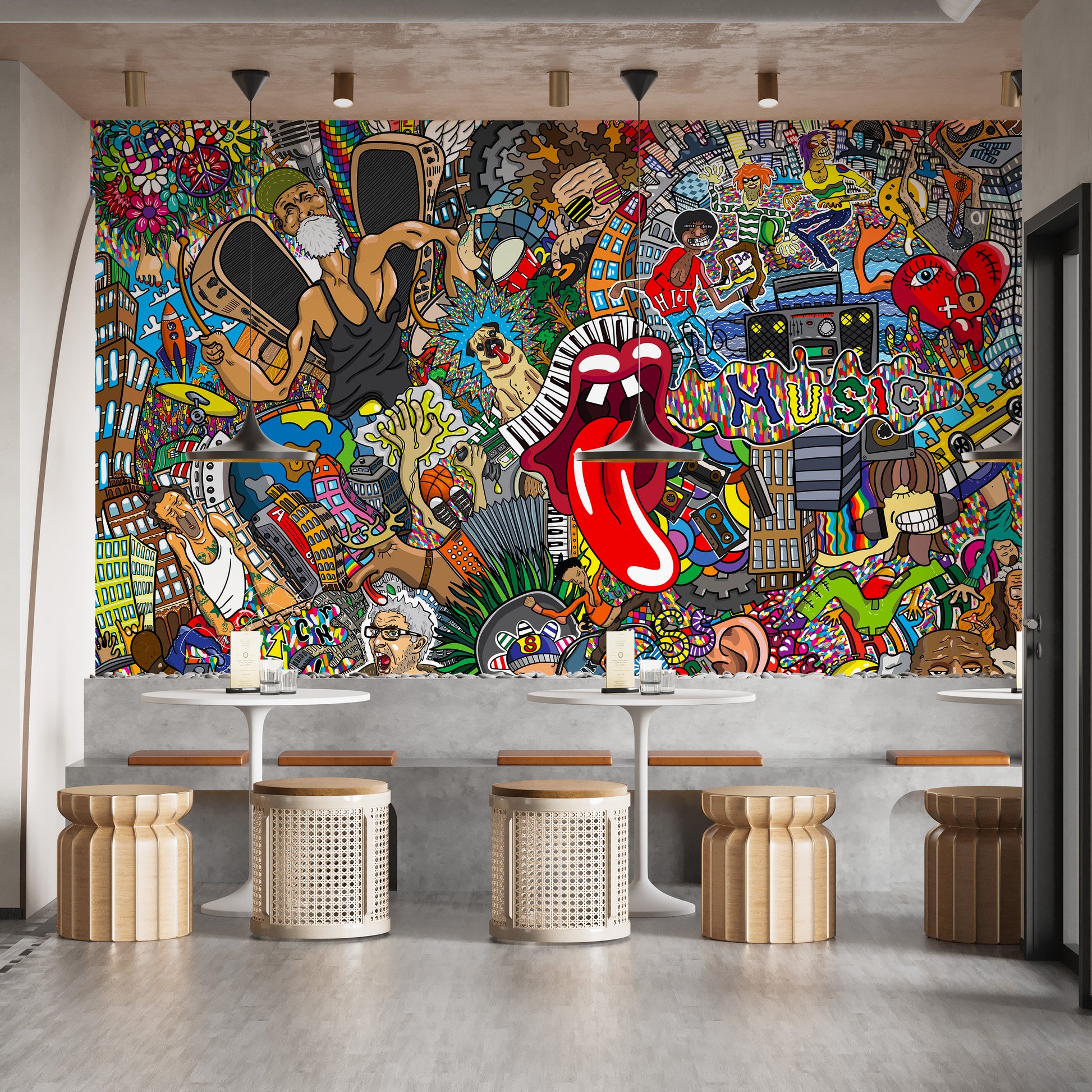 Electric Music Collage Graffiti Wall Mural - Giffywalls