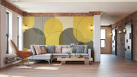 Subtle arch pattern wall mural with beige and yellow

