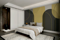 Elegant layered arch mural in modern color palette

