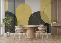 Abstract arches wall mural with layered tones

