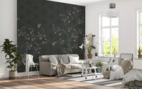 Elegant Avian Bloom Wallpaper showcasing soft wisteria and avian life.
