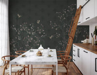 Wisteria sprigs accent this Elegant Avian Bloom Wall Mural pattern.