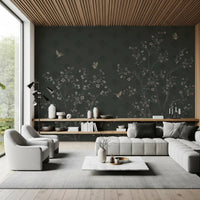 Artistic wisteria and bird Elegant Avian Bloom Wall Mural print.