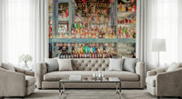 Exquisite Elegant Bar Interior mural Spirits and elixirs behind the bar.