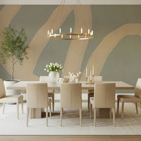 A calming abstract design wallpaper mural that defines a space.