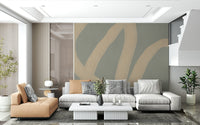 An artistic minimalist form mural for home decor.
