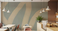 An artistic modern pattern mural on minimalist wallpaper.