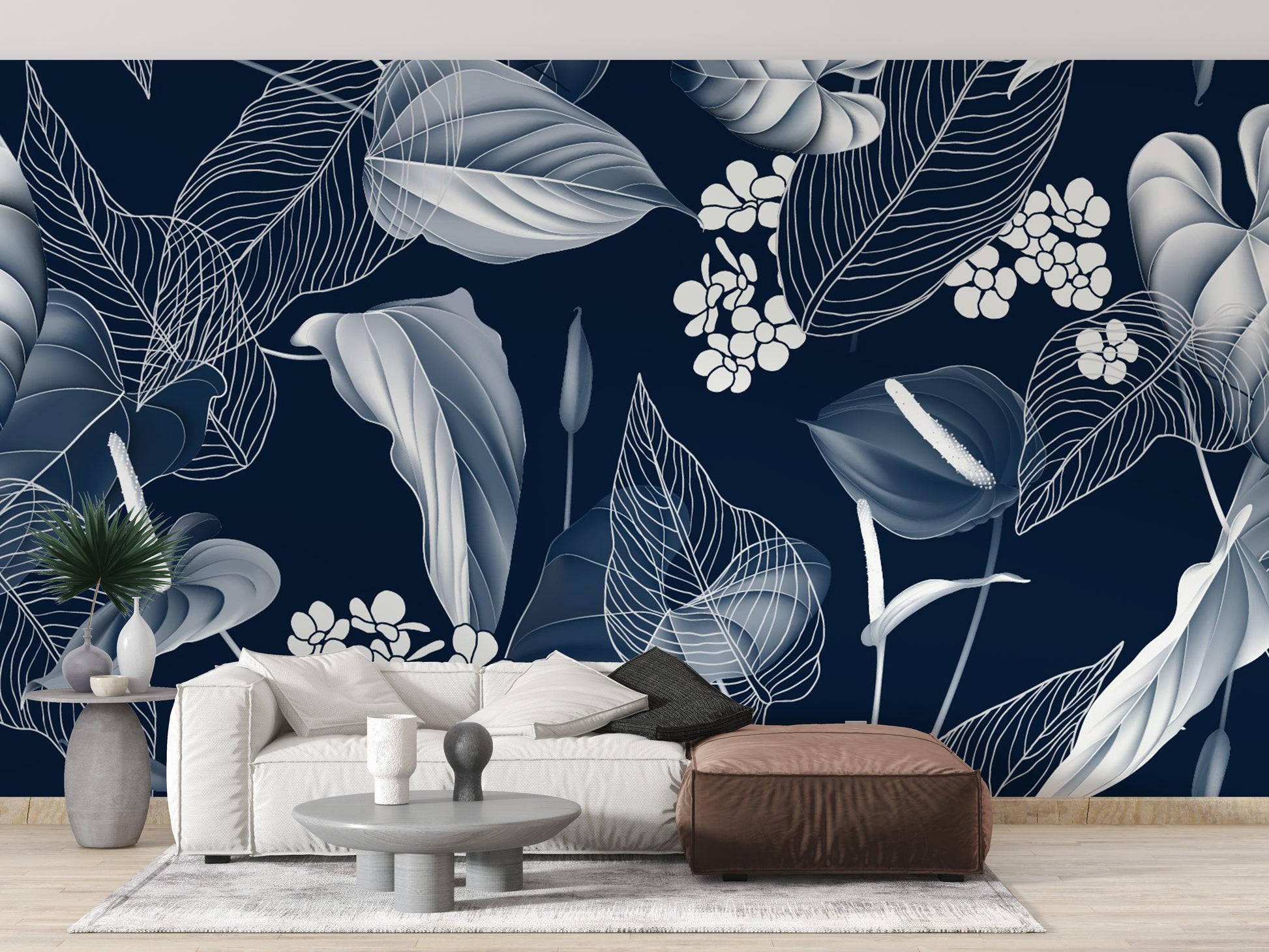 blue anthurium plant Elegant Blue Leaves Wallpaper