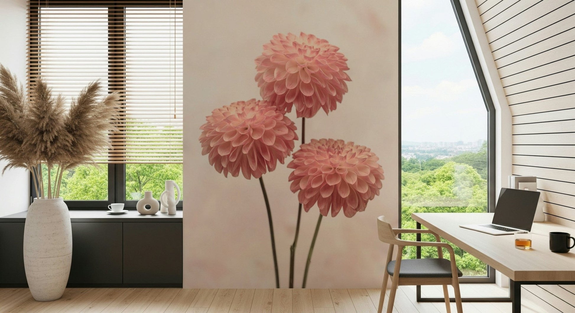 Artistic pink flora, a beautiful Elegant Contrasts decorative wallpaper.