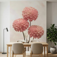 Dainty dahlia cluster Contrasts a delicate pink aesthetic wallcovering backdrop 