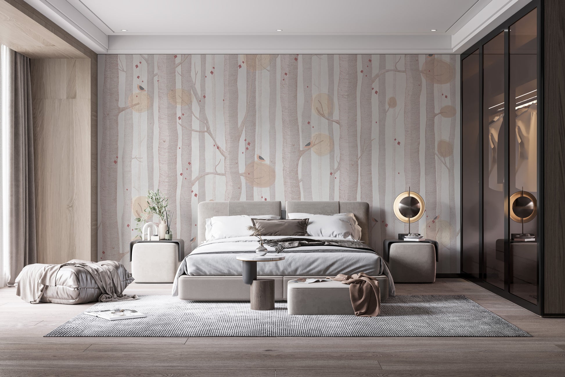 Cream Color Tree Wallpaper Mural - Giffywalls