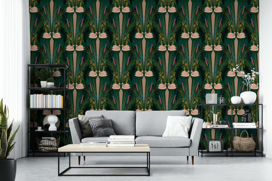 Sophisticated swan design in vintage deco style


