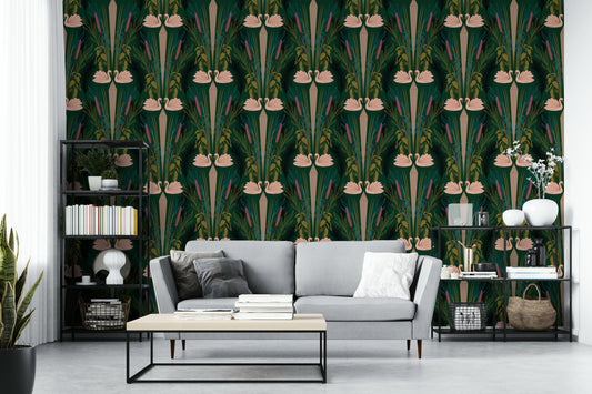 Sophisticated swan design in vintage deco style

