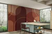 The colors are a soft, muted palette, such as beige, rust, and cream.
