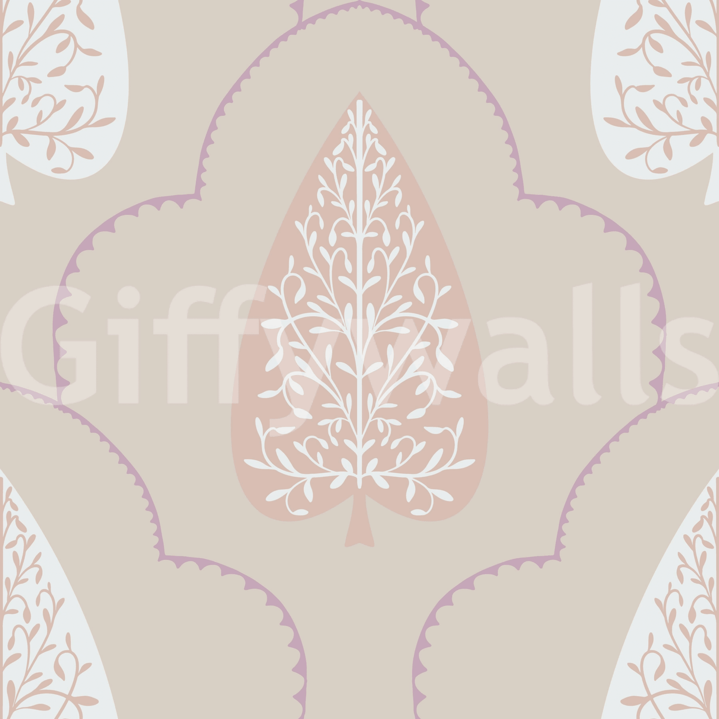 Peaceful Elegant Foliage blossom trail repeating artwork covering.