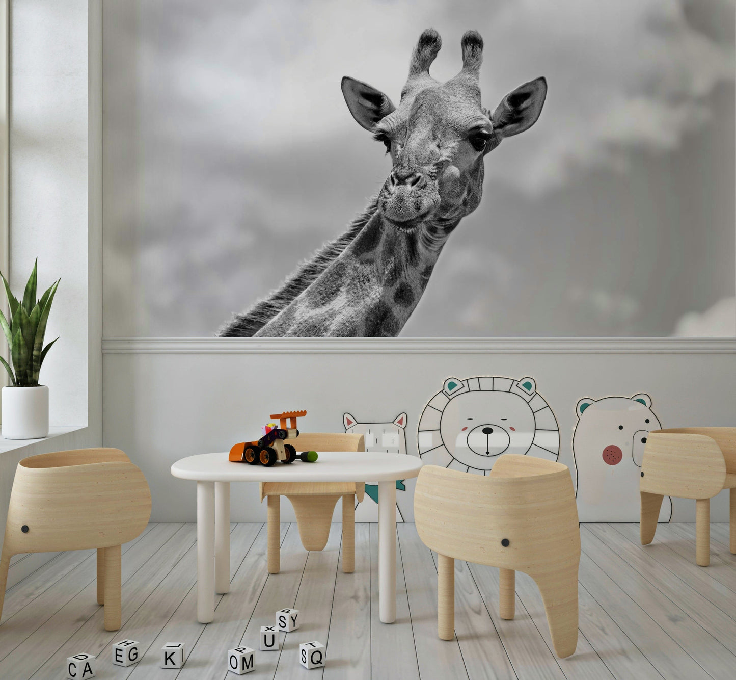 Giraffe in Gray Wall Mural -2322109