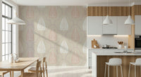 Elegant Foliage wallpaper delicate leaf pattern blush mauve design.