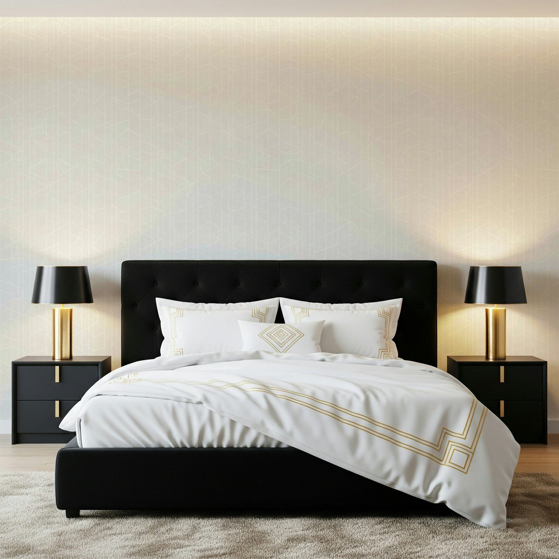 Subtle geometric beige wallpaper for interior walls