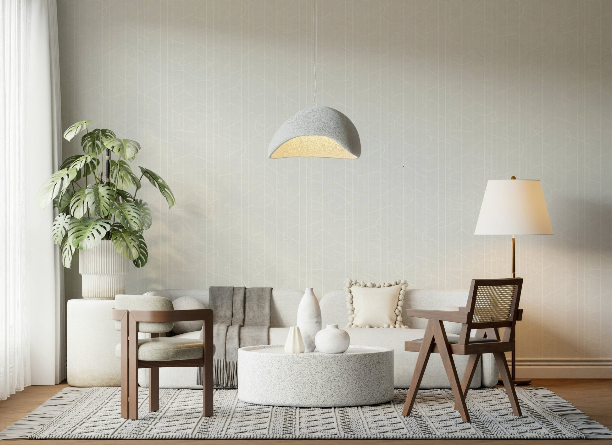 Minimalist beige wallpaper suitable for living spaces