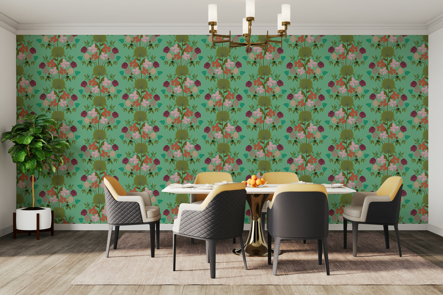 Gentle green lotus wallpaper for soothing spaces

