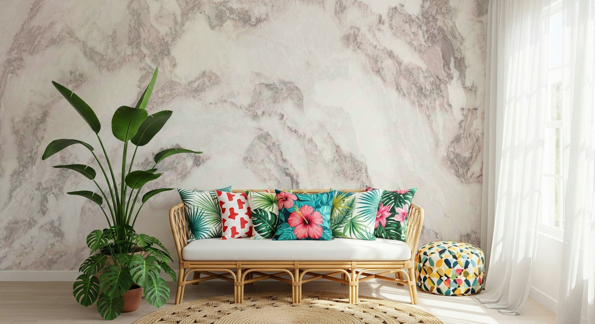 A beautiful modern stone wall mural for a living room.