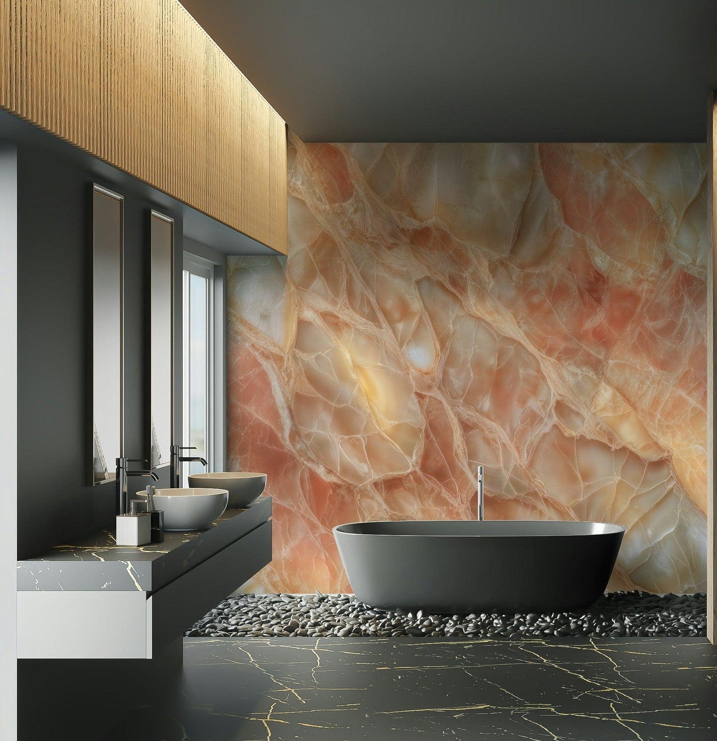 A beautiful quartz stone wallpaper mural for a modern home.

