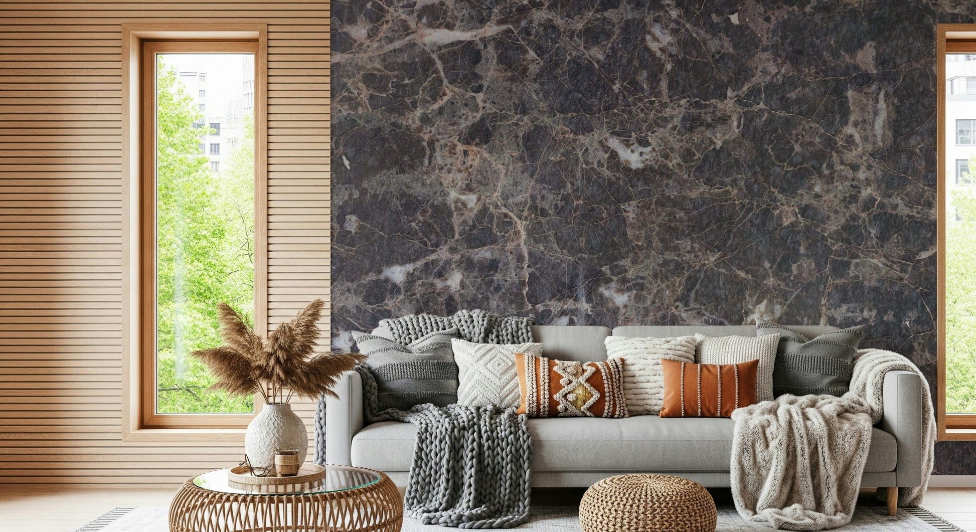 Refined flowing vein patterns on soft neutral background, wall mural