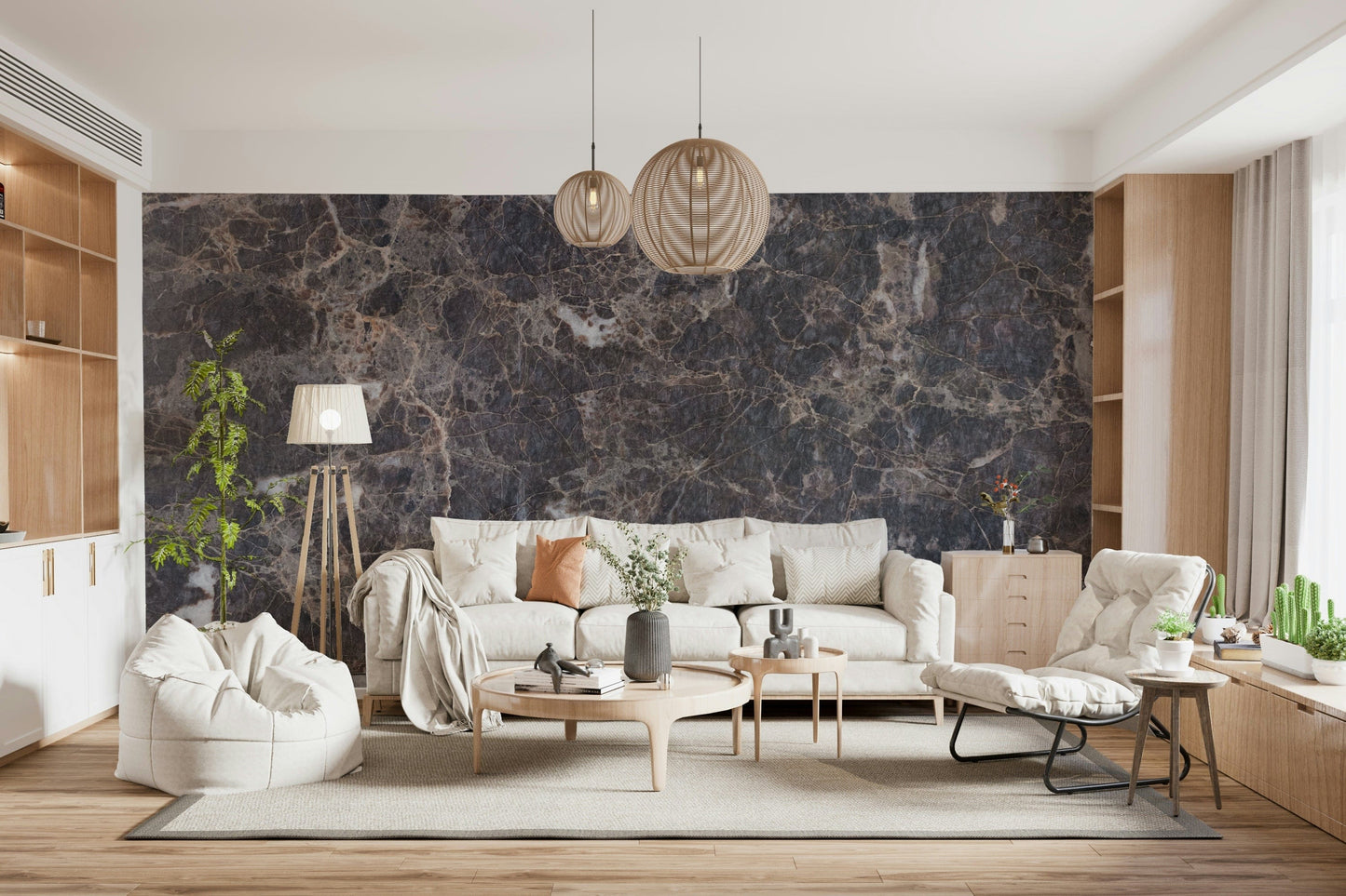 Subtle natural stone vein patterns creating sophisticated wall effect