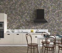 Subtle lilac white floral wallpaper mural

