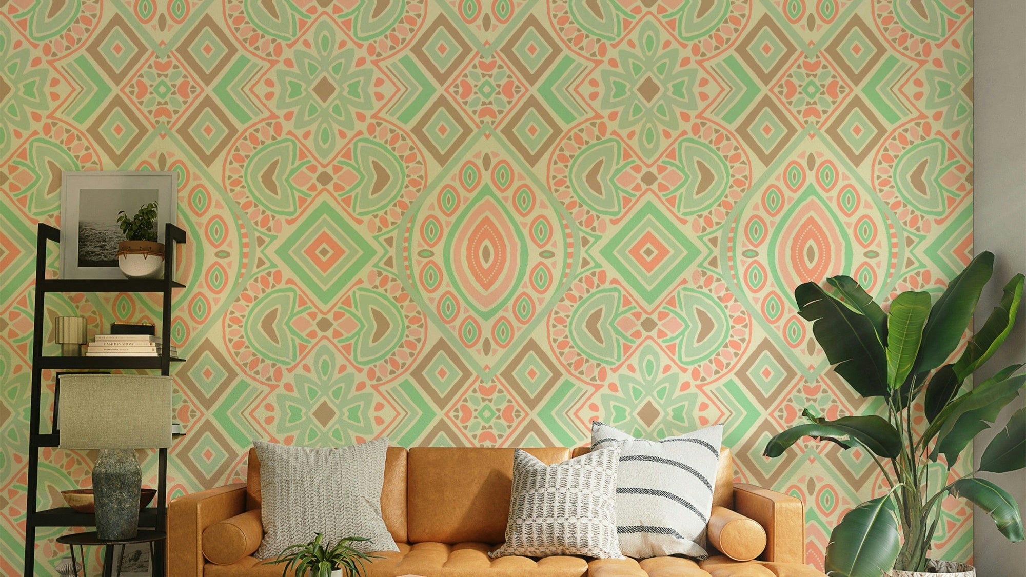 Serene abstract scene with friendly shapes

