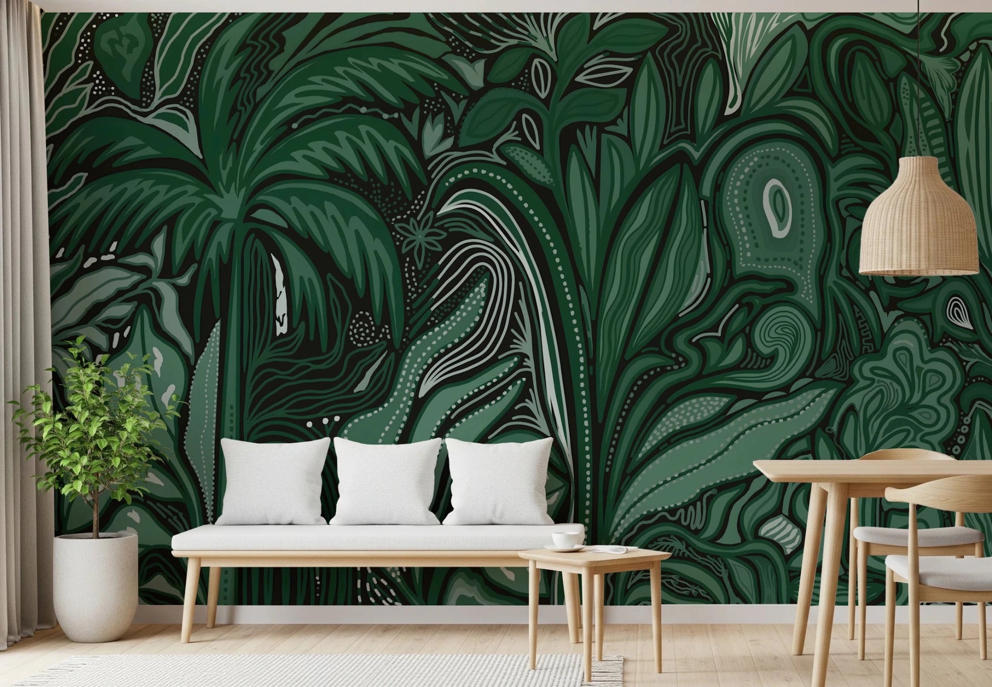 dining are Emerald Canopy Jungle Noctiverdis Plants Wall Mural