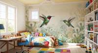This gentle watercolor Meadow wall mural featuring birds brightens up any Study room effortlessly.