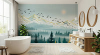 Emerald Forest wallpaper mural with urban loft aesthetics.