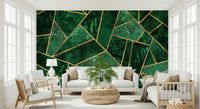 A contemplative geometric design wallpaper mural for a feature wall.