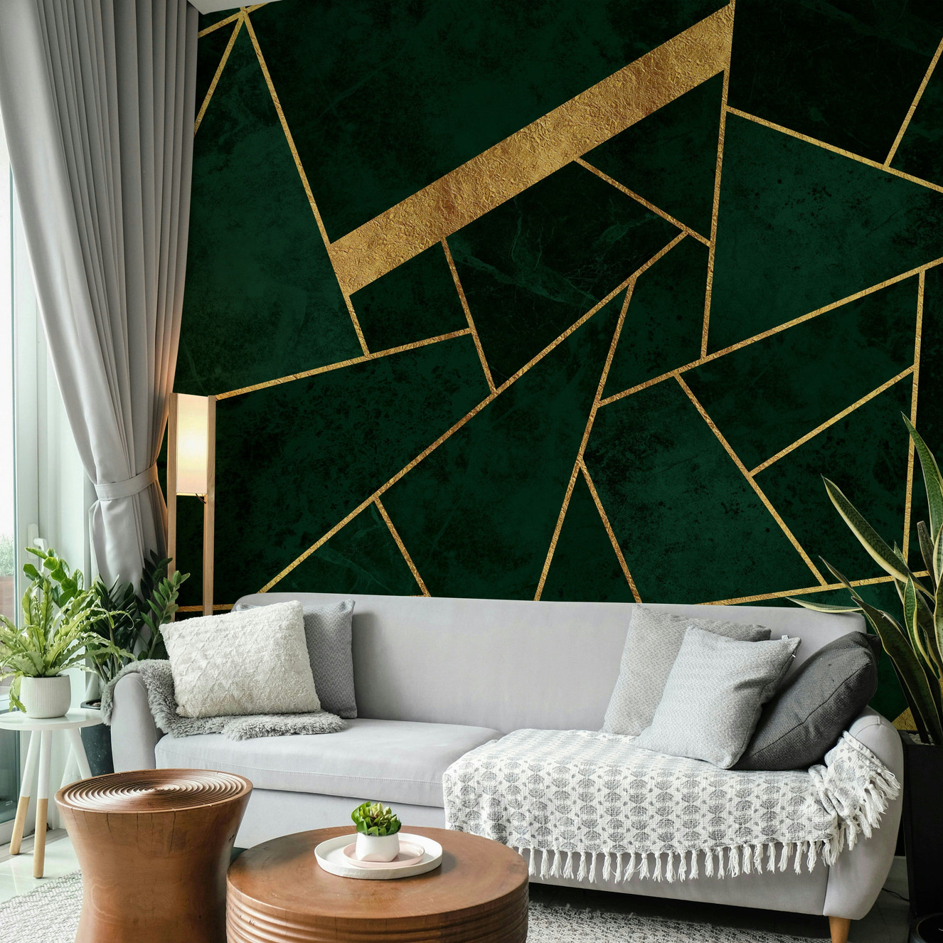 A luxurious jewel tone mosaic wall mural for opulent decor.

