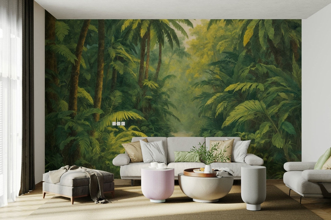 The colors are soft, muted tones of green and blue.

