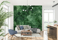 Wall mural depicting deep green stone with intricate natural veining patterns.