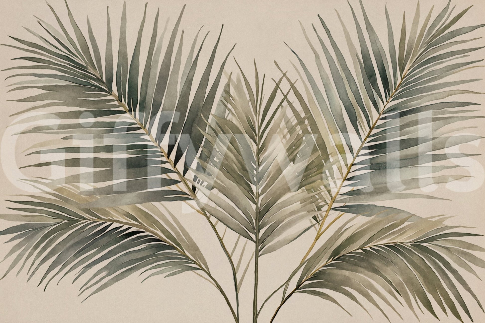 Stylish green palm wallpaper for interiors

