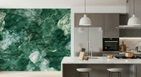 Decorative wall mural showcasing luxurious emerald tones and intricate stone details.