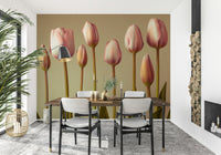 Pink spring blooms wall mural in soft light