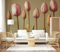 Floral stem lineup wall mural in calm tones